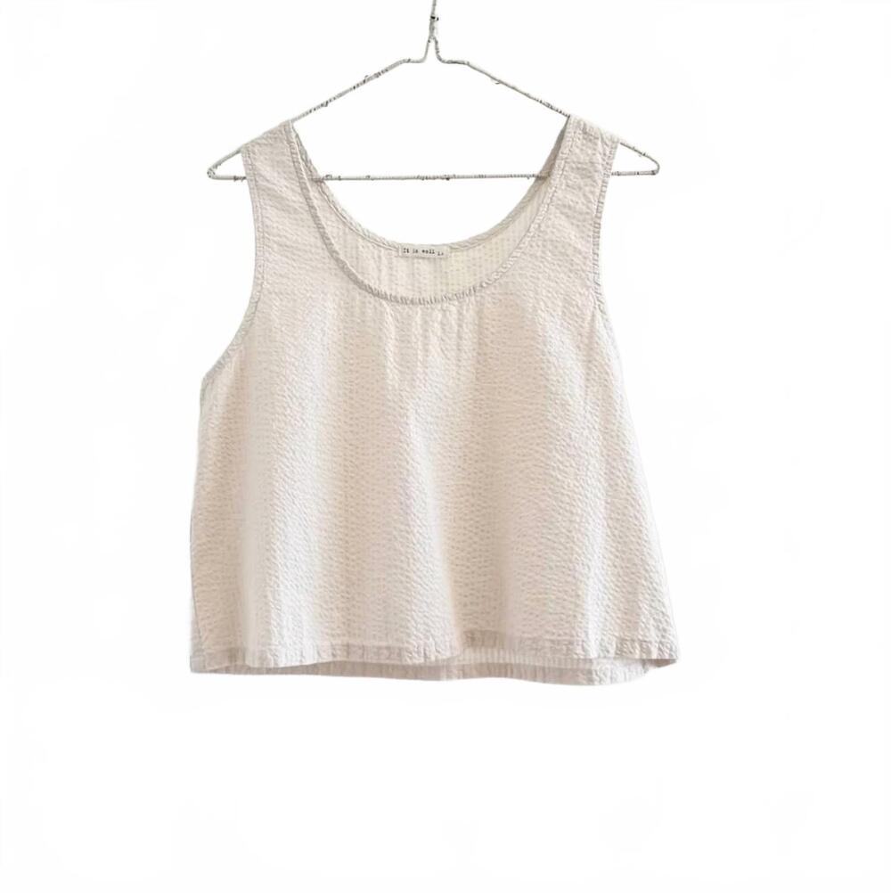 NEW IT IS WELL L.A. women's seersucker tank top in natural